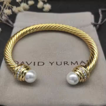 David-Inspired Gold Cable Gemstone Bangles – 17cm & 19cm